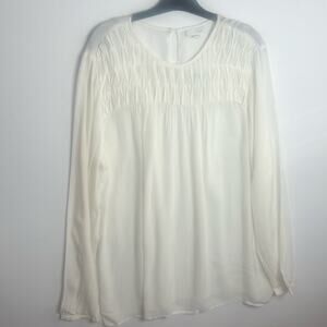 J.JILL CREAM SHEER CRINKLE TOP RAYON BLOUSE‎ NWT SIZE M